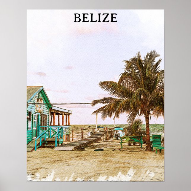 Belize Caribbean Beach Scenery Poster (Front)