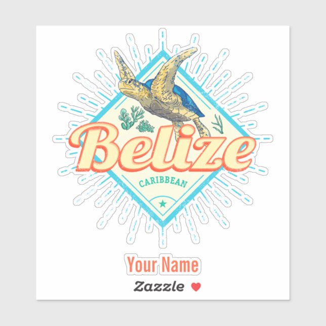 Belize Caribbean Retro Turtle Vintage Souvenir (Sheet)
