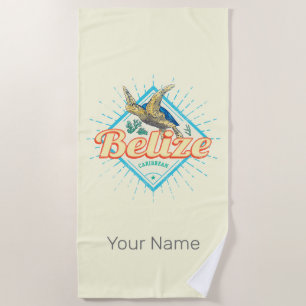 Belize Caribbean Retro Turtle Vintage Souvenir Beach Towel