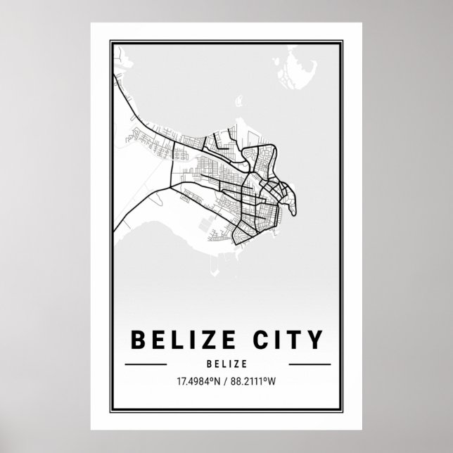 Belize City Belize Cities Travel City Map Poster (Front)