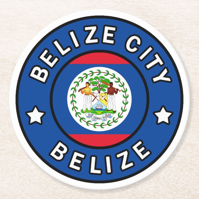Belize City Belize Round Paper Coaster (Front)