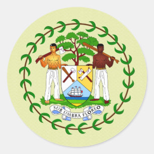 Belize Coat of Arms detail Classic Round Sticker