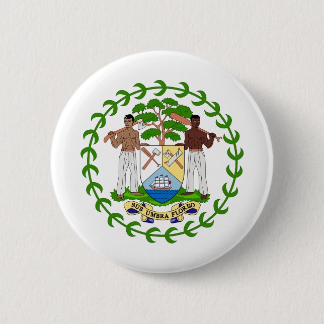 belize emblem 2 inch round button (Front)