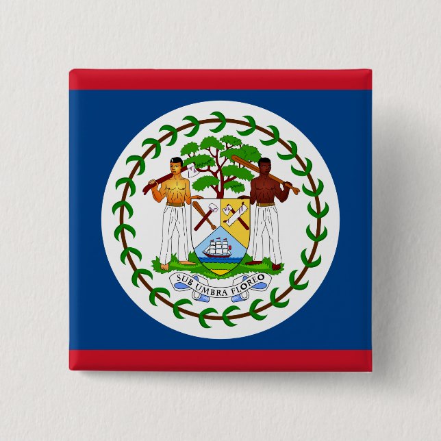 Belize Flag 2 Inch Square Button (Front)