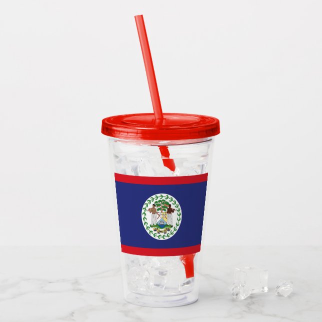 Belize Flag Acrylic Tumbler (Front Ice)