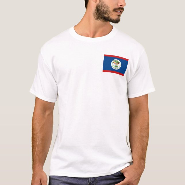 Belize Flag and Map T-Shirt (Front)