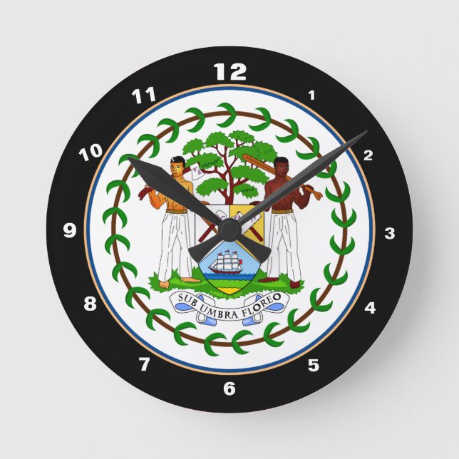 Belize Flag & Belize trendy fashion /design clock (Front)