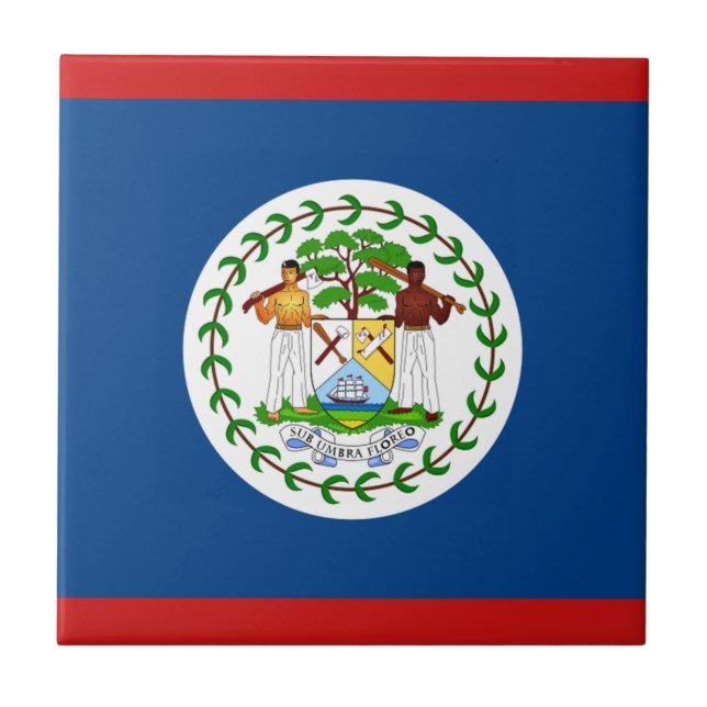 Belize Flag Ceramic Tile (Front)