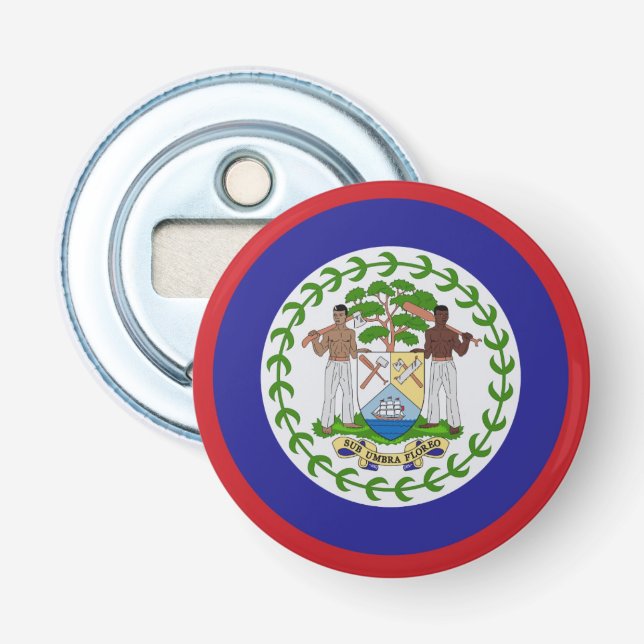 Belize Flag Coat of Arms Bottle Opener (Front)