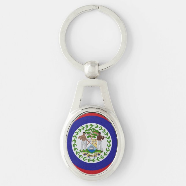 Belize Flag Coat of Arms Keychain (Front)