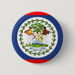 Belize flag country symbol 2 inch round button
