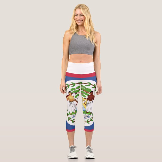 Belize Flag Emblem Capri Leggings (Front)