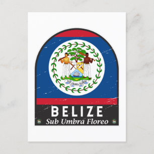 Belize Flag Emblem Distressed Vintage Postcard