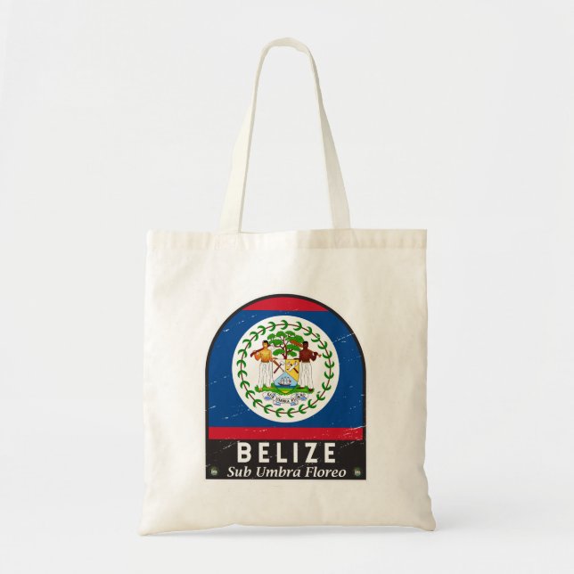 Belize Flag Emblem Distressed Vintage Tote Bag (Front)