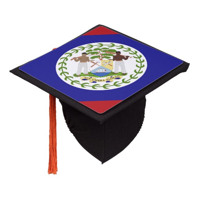 Belize flag graduation cap topper (Angled)