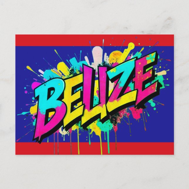 Belize flag graffiti style greeting Postcard (Front)