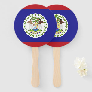 Belize flag hand fan