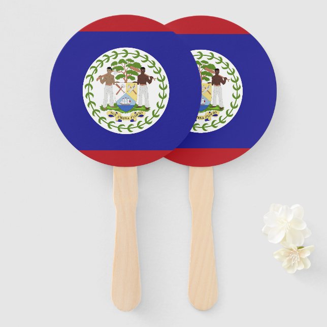 Belize flag hand fan (Front and Back)