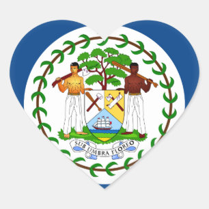 Belize Flag Heart Sticker