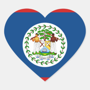 Belize Flag Heart Sticker