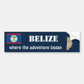 Belize Flag + Map Bumper Sticker