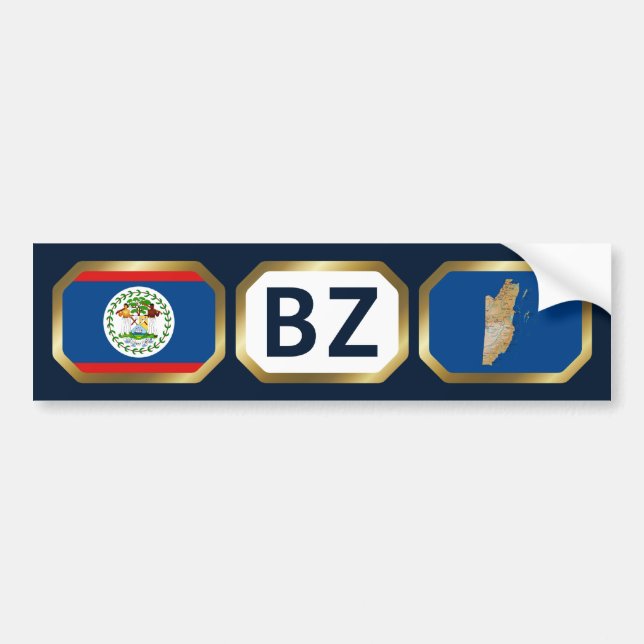 Belize Flag Map Code Bumper Sticker (Front)
