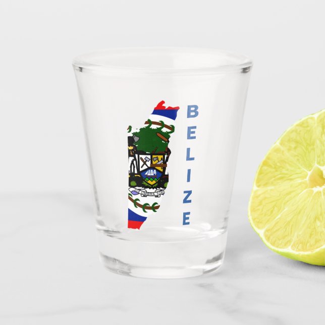 Belize Flag Map Shot Glass (Front)