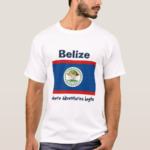 Belize Flag + Map + Text T-Shirt