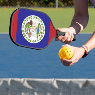 Belize flag pickleball paddle