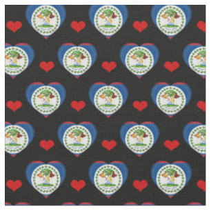 Belize Flag & Red Heart fashion Fabric /Belize