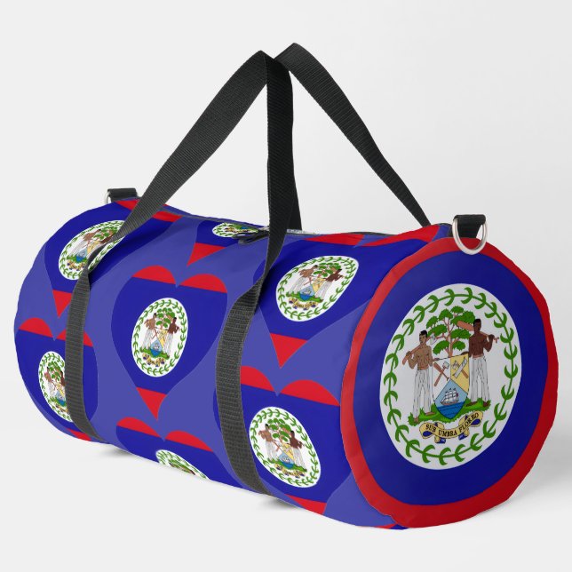 Belize Flag Stadium  Duffle Bag (Left Corner)