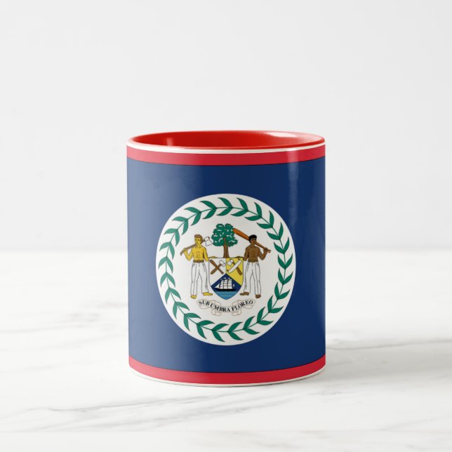 Belize Flag Two-Tone Coffee Mug (Center)