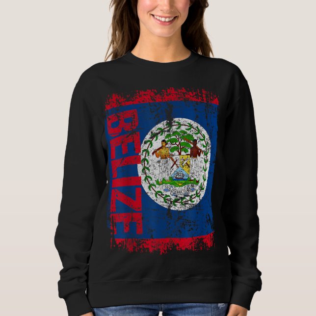 BELIZE Flag Vintage Distressed BELIZE Sweatshirt (Front)