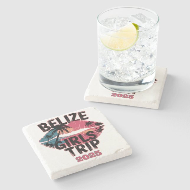 Belize Girls Trip Tropical Adventure  Stone Coaster (Side)