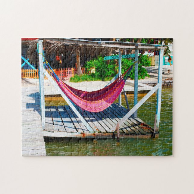 Belize Hammock on the Warf Jigsaw Puzzle (Horizontal)