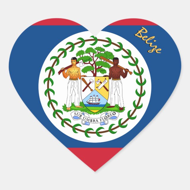 Belize Heart Sticker, Patriotic Belizean Flag Heart Sticker (Front)