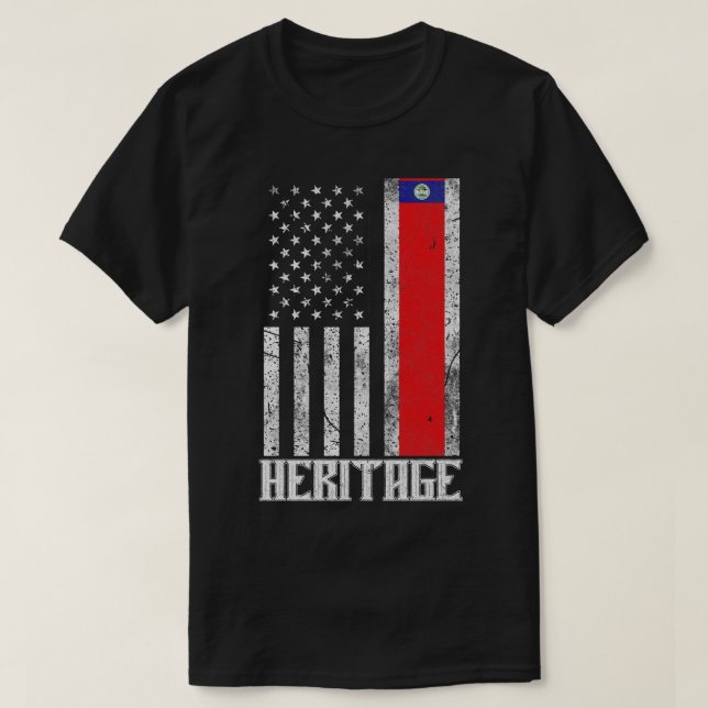 Belize Hispanic Heritage distressed flag T-Shirt (Design Front)