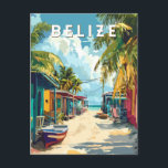 Belize Illustration Travel Art Vintage Postcard<br><div class="desc">Belize vector artwork design. Belize,  a Caribbean paradise known for its stunning beaches,  Mayan ruins,  and the world-famous Great Blue Hole,  offers an unforgettable mix of adventure and relaxation.</div>