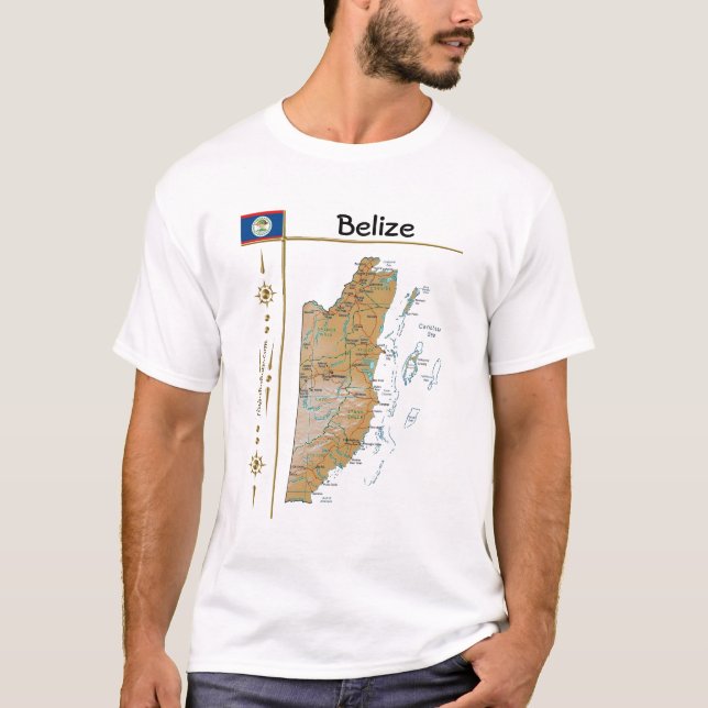 Belize Map + Flag + Title T-Shirt (Front)
