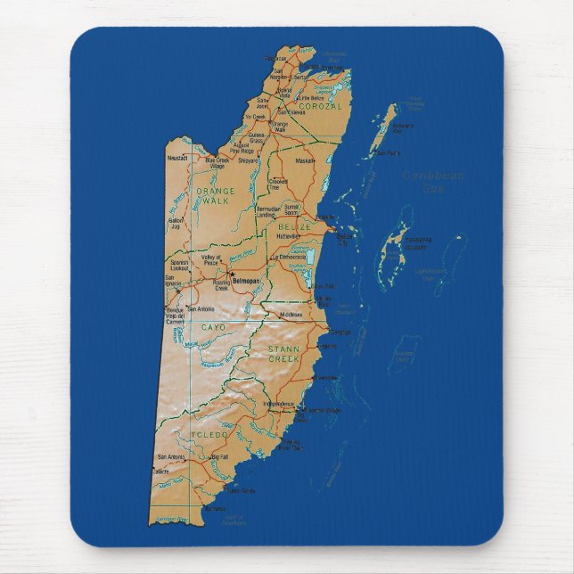 Belize Map Mousepad (Front)