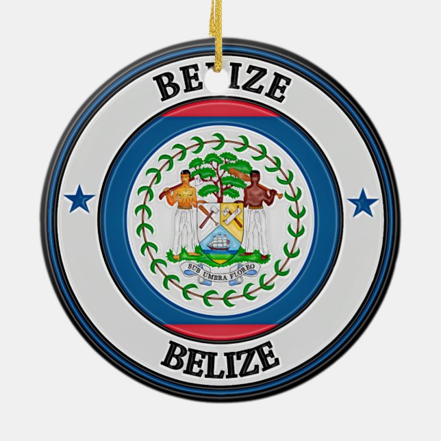 Belize  Round Emblem Ceramic Ornament (Back)
