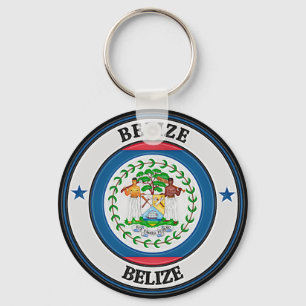 Belize Round Emblem Keychain