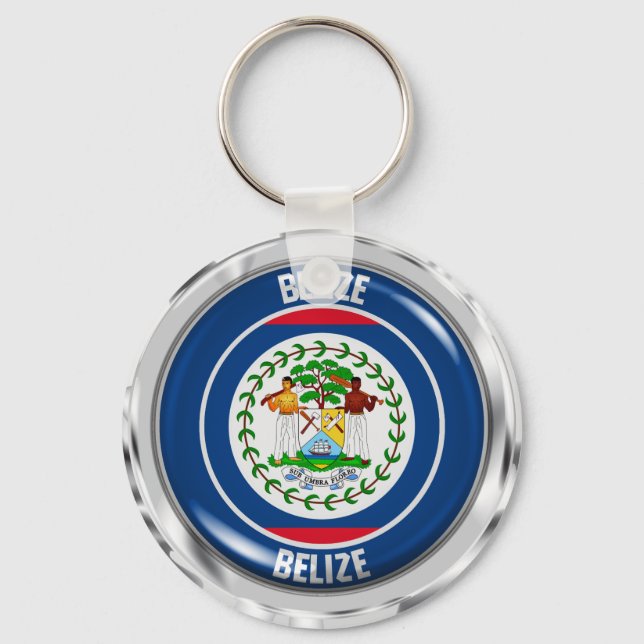 Belize Round Emblem Keychain (Front)
