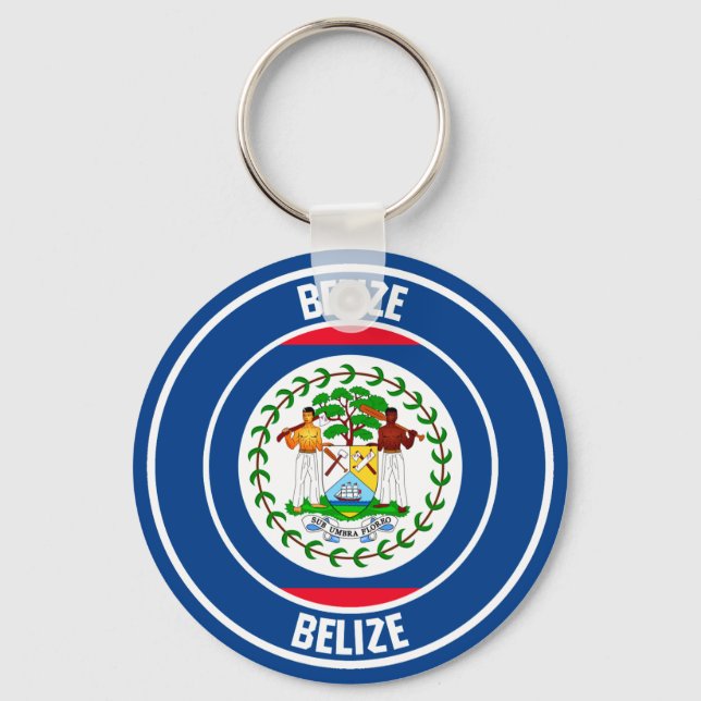 Belize Round Emblem Keychain (Front)