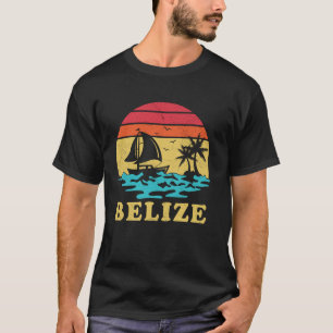 Belize Sailing Vintage Palm Tree Sailboat Summer S T-Shirt