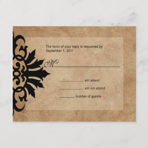 Belize Scroll Flourish RSVP (black/tan) Heather We Card