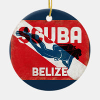 Belize Scuba Diver - Blue Retro