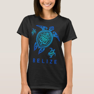Belize  Sea Blue Tribal Turtle T-Shirt