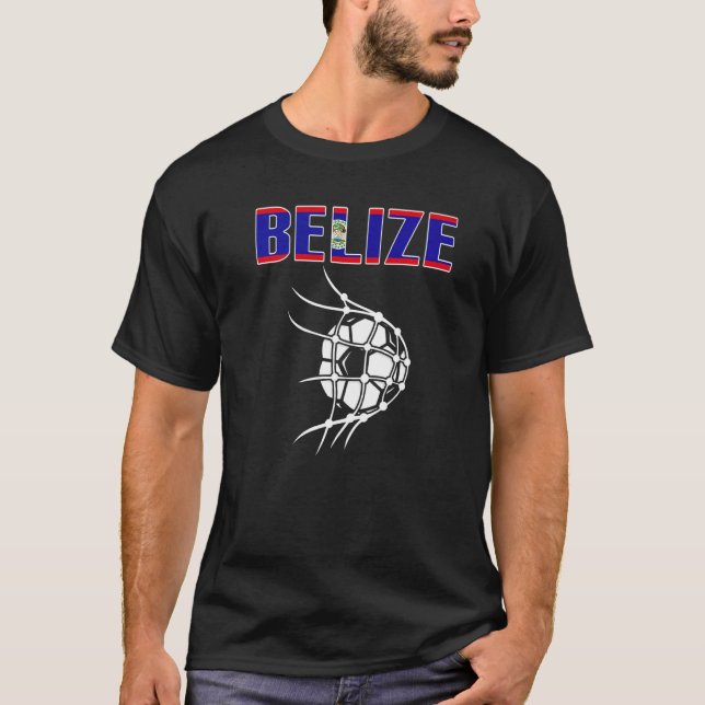 Belize Soccer Ball In Net  Support Belizean Footba T-Shirt (Front)