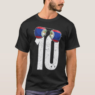 Belize Soccer Player Number 10 Belizer Flag T-Shirt